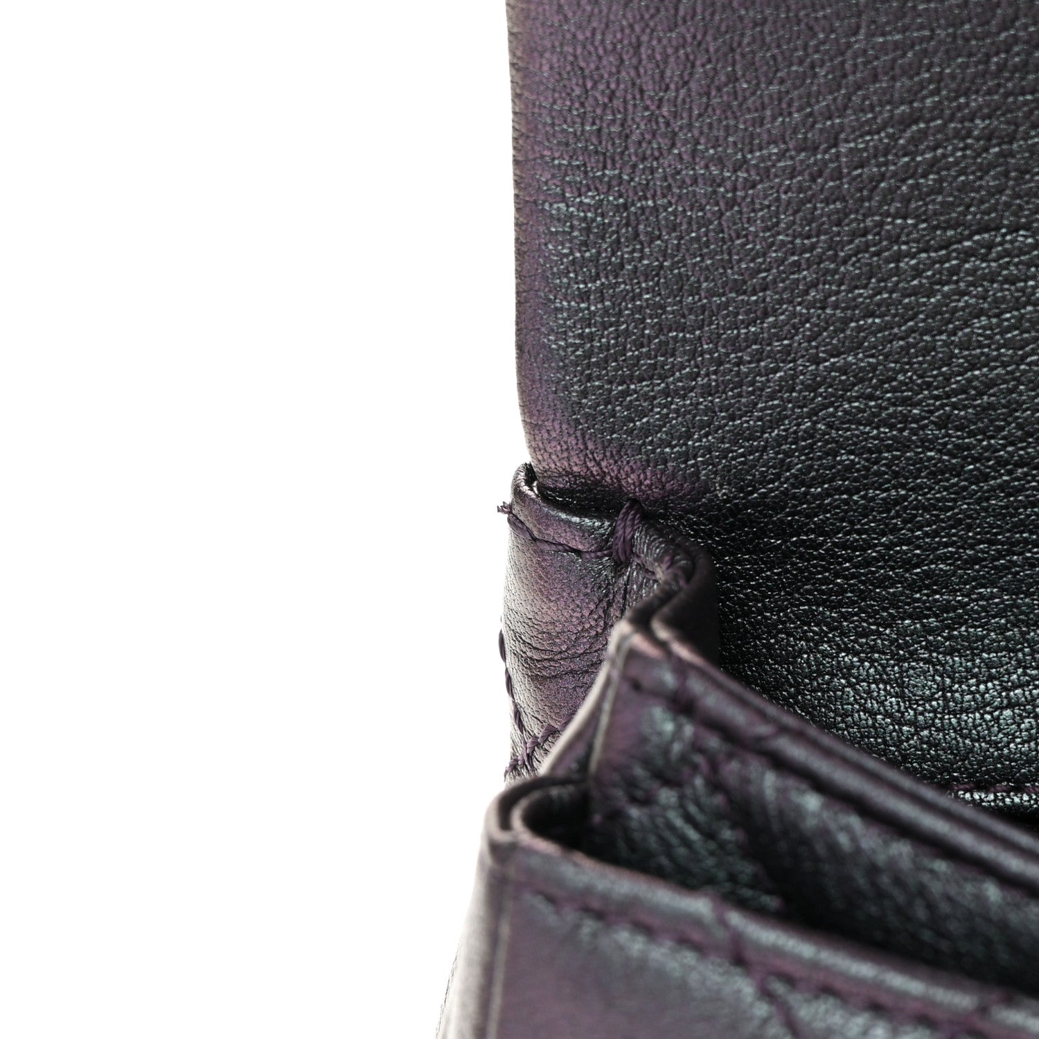 Chanel Iridescent Goatskin Quilted Small Double Carry Waist Chain Flap Purple 13 of 13