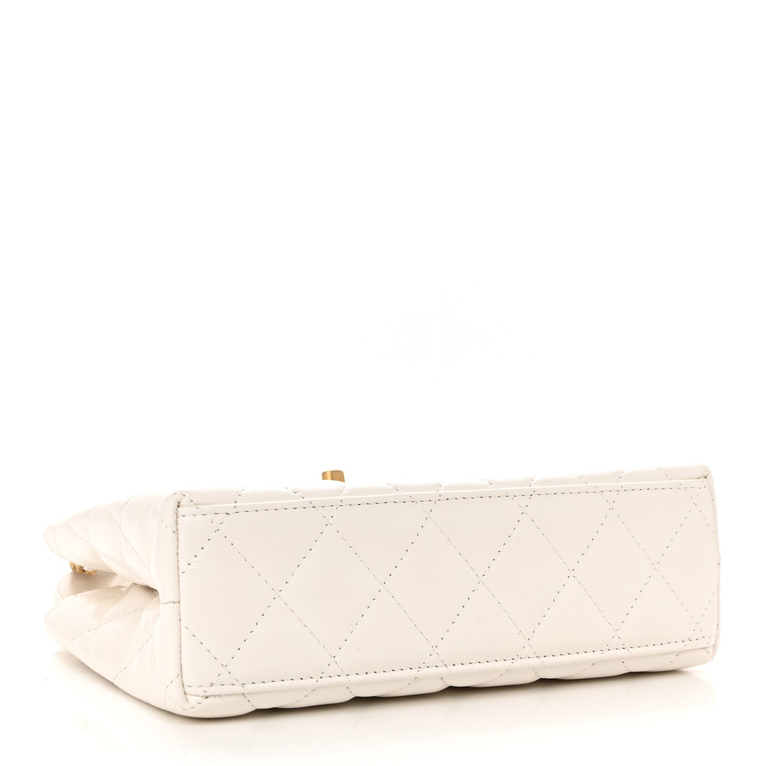 Chanel Shiny Aged Calfskin Quilted Nano Kelly Shopper White 4 of 10