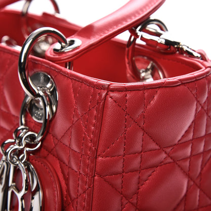 Christian Dior Lambskin Cannage Medium Lady Dior Red 10 of 12