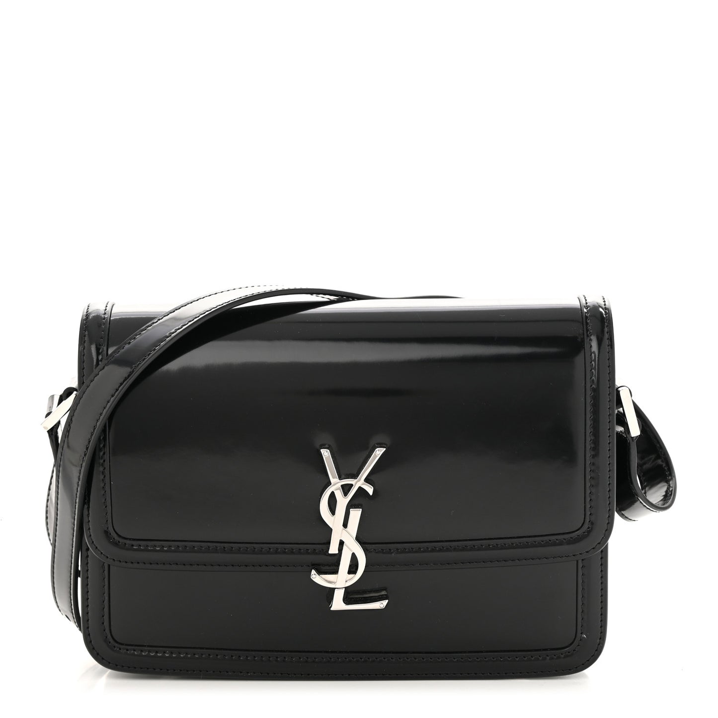 Glazed Calfskin Monogram Medium Solferino Satchel Black