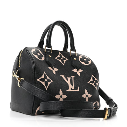 Louis Vuitton Empreinte Monogram Giant Speedy Bandouliere 25 Black Beige 3 of 9