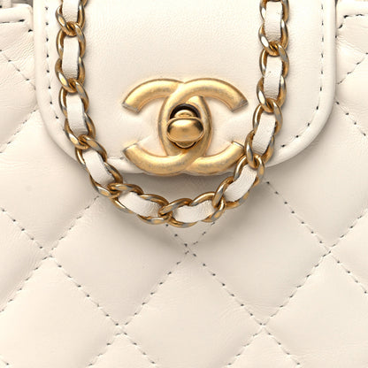 Chanel Shiny Aged Calfskin Quilted Mini Nano Kelly Shopper White 8 of 11