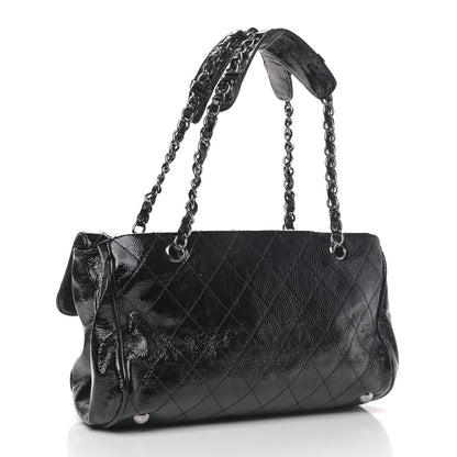 Chanel Distressed Patent Quilted Small Ritz Flap Bag Black 2 of 6