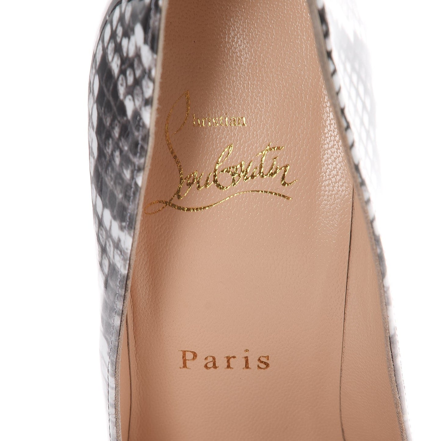 Patent Degrade Snakeskin Printed Pigalle Follies 100 Pumps 36 White Roccia
