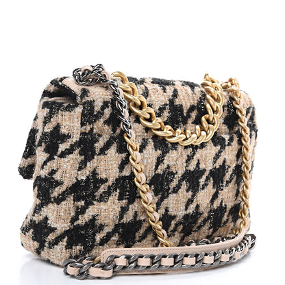 Chanel Tweed Quilted Medium 19 Flap Beige Black 2 of 10