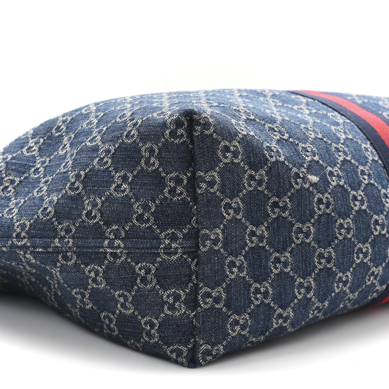 Gucci Denim GG Monogram Web Large Giglio Tote Blue 9 of 10