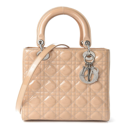 Christian Dior Patent Cannage Medium Lady Dior Beige 1 of 11