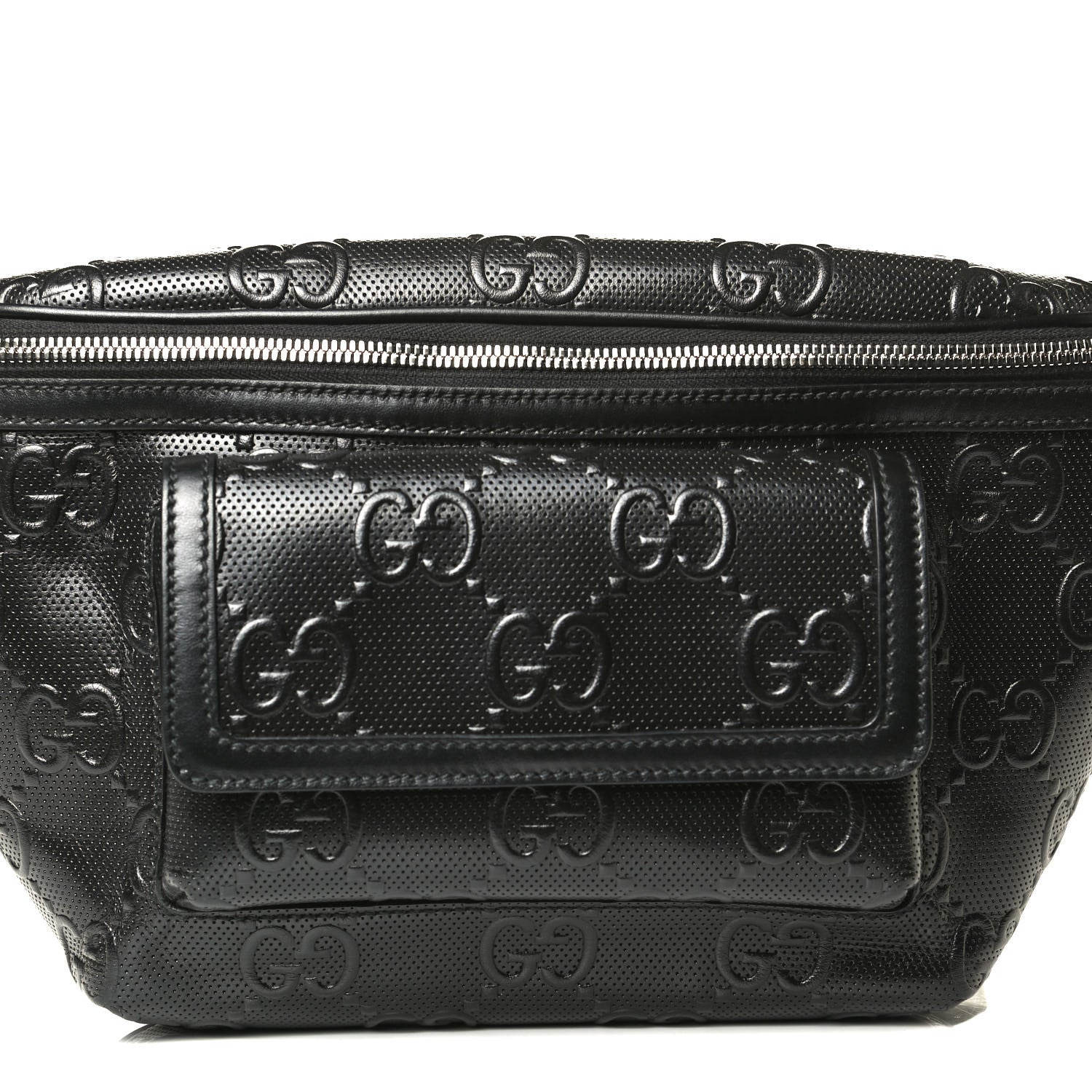 Gucci Calfskin GG Tennis Embossed Pocket Belt Bag Black 6 of 10