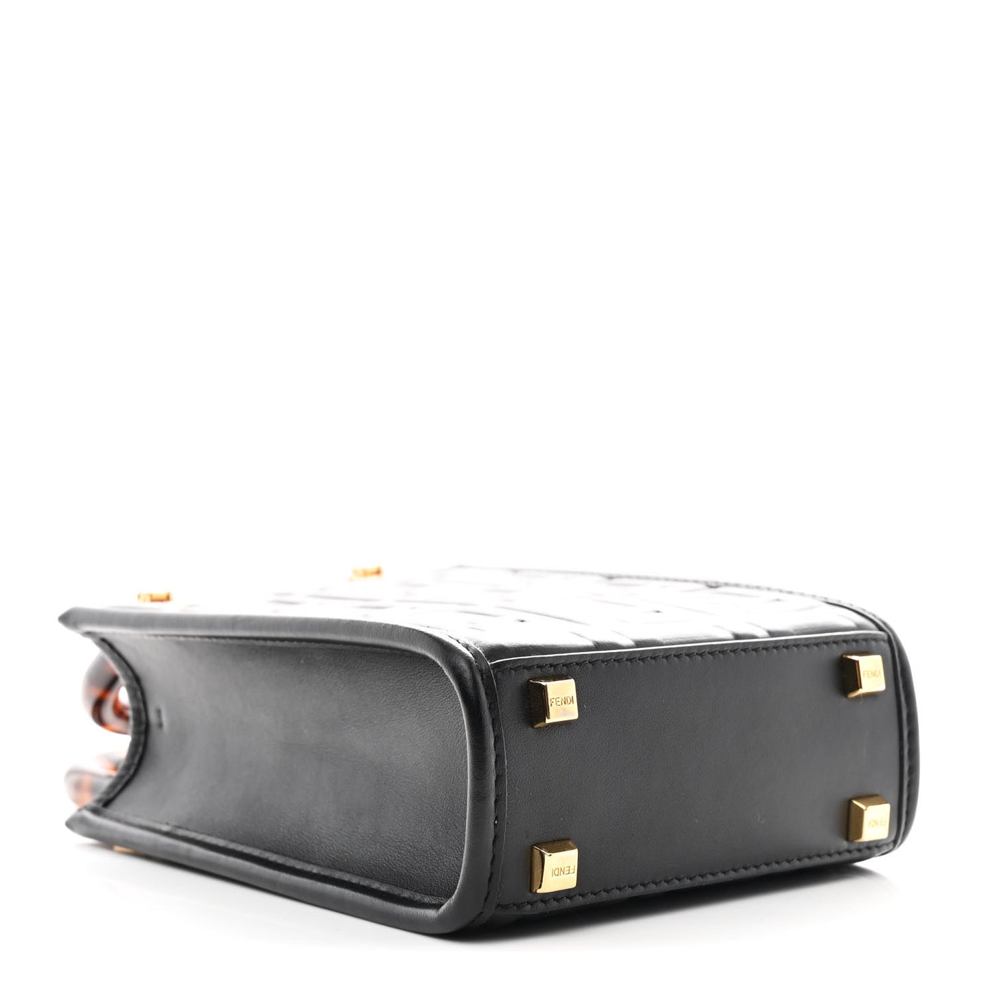 Vitello Plexiglass FF Embossed Mini Fendi Sunshine Shopper Tote Black