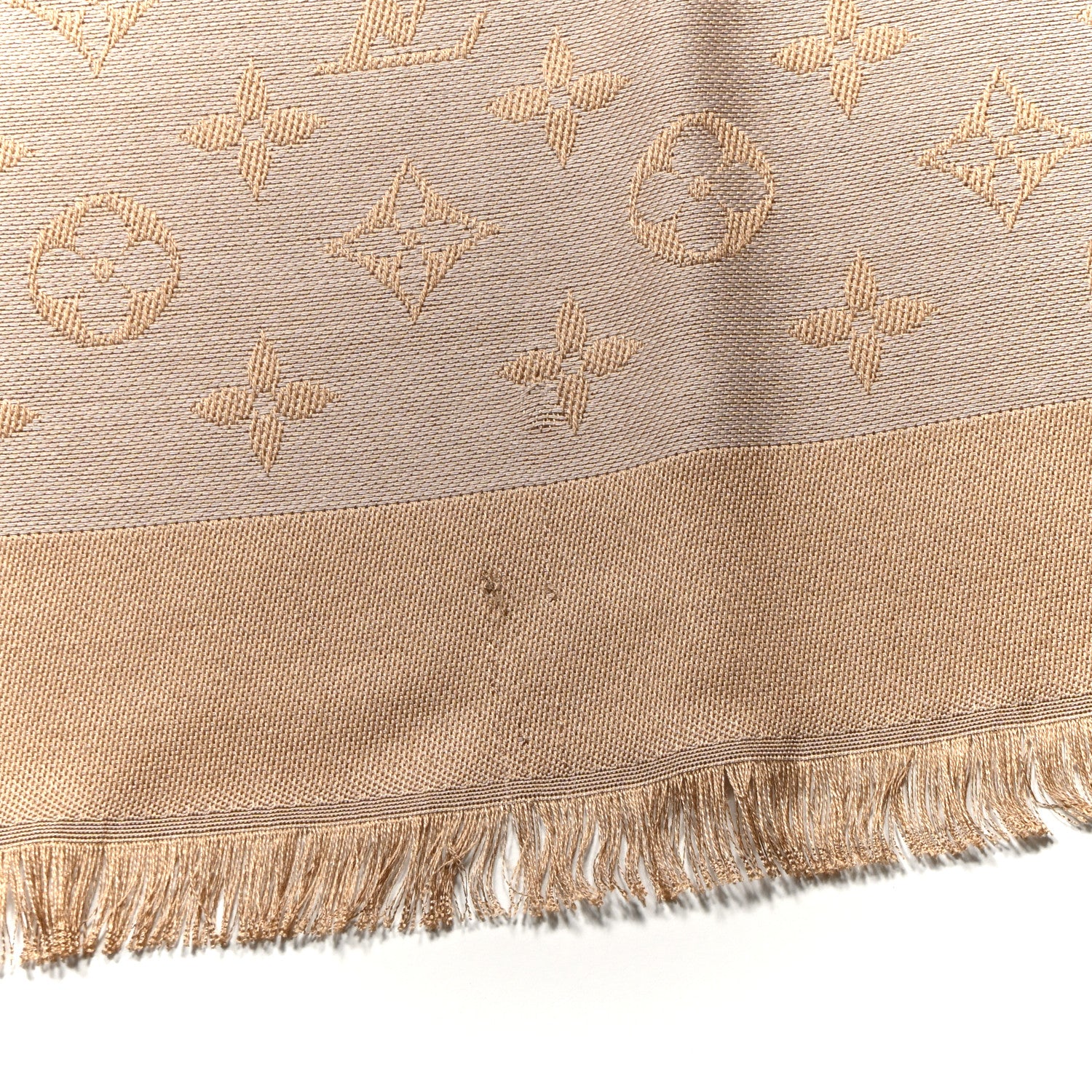 Louis Vuitton Silk Wool Monogram Denim Shawl Beige Rose 4 of 4