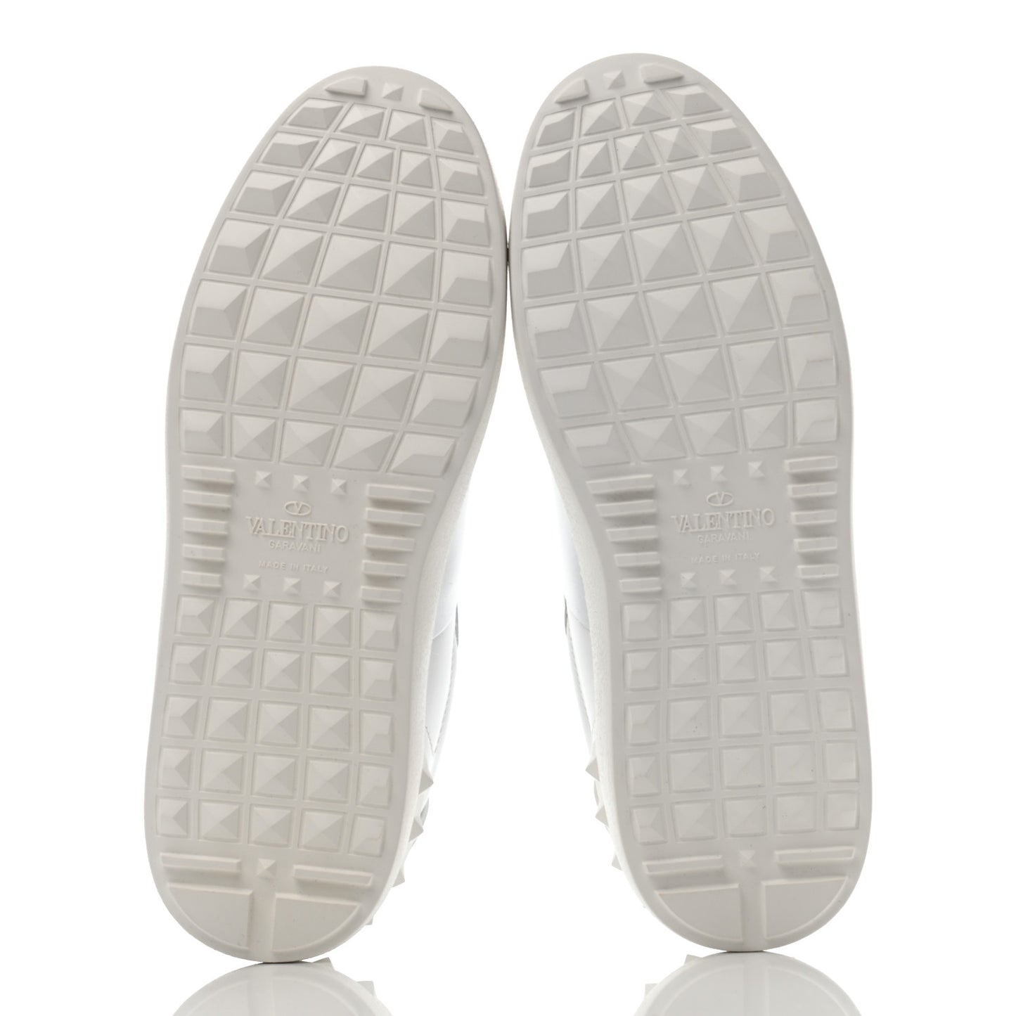 Calfskin Rockstud Open Sneakers 36.5 White Silver