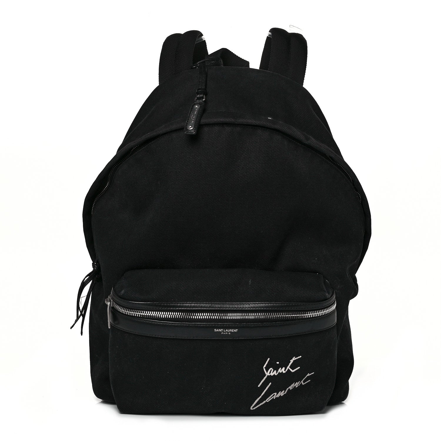 Saint Laurent Canvas Signature Embroidered City Backpack Black 1 of 12