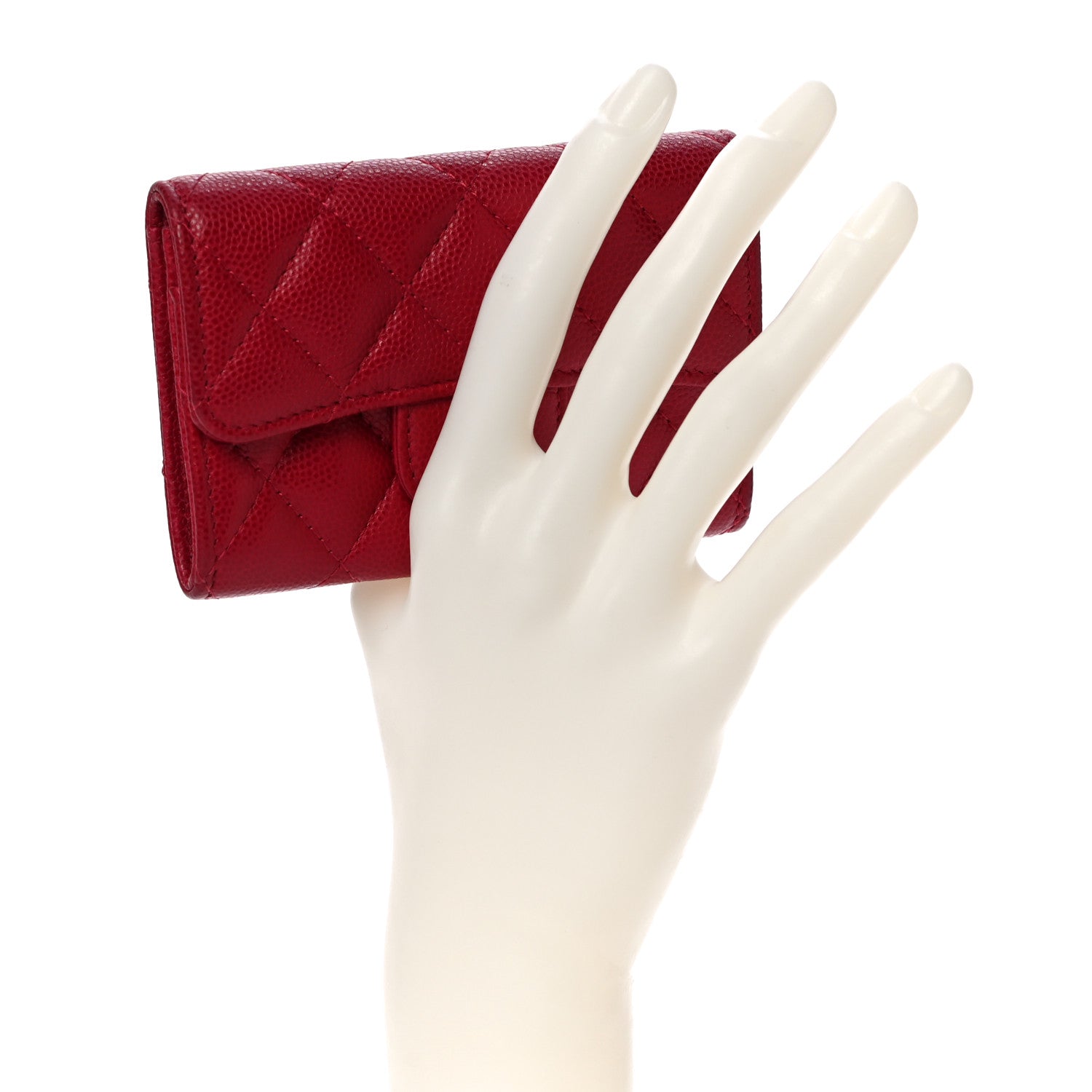 Chanel Caviar Quilted Flap Card Holder Dark Pink 2 of 10