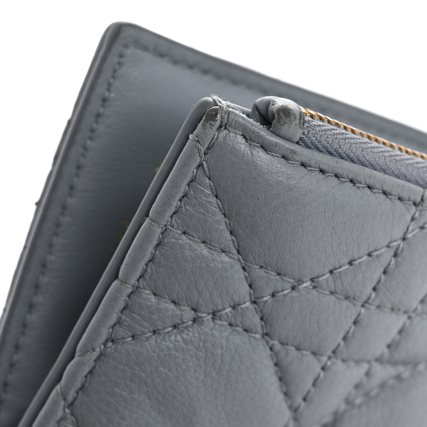 Christian Dior Grained Calfskin Supple Cannage Caro Dahlia Wallet Cloud Blue 11 of 13