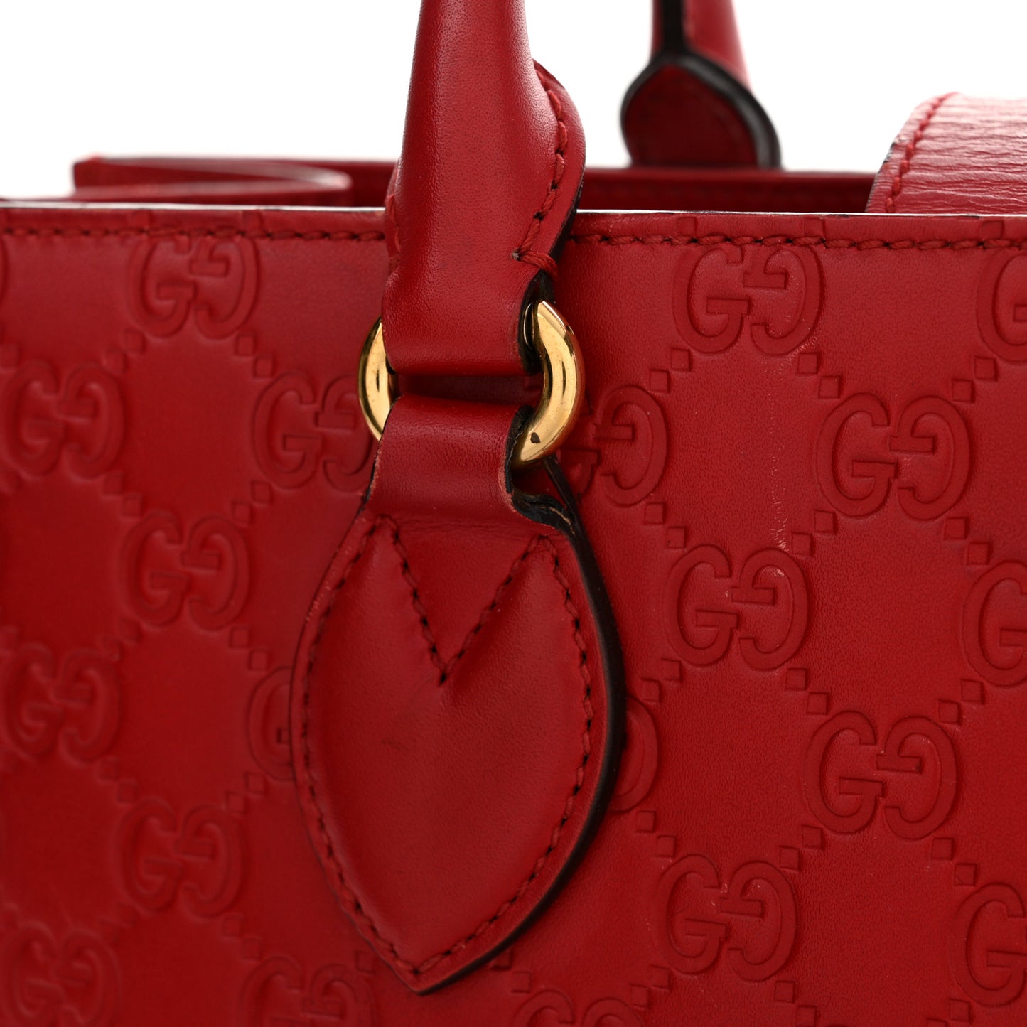Guccissima Signature Padlock Double Handle Bag Hibiscus Red