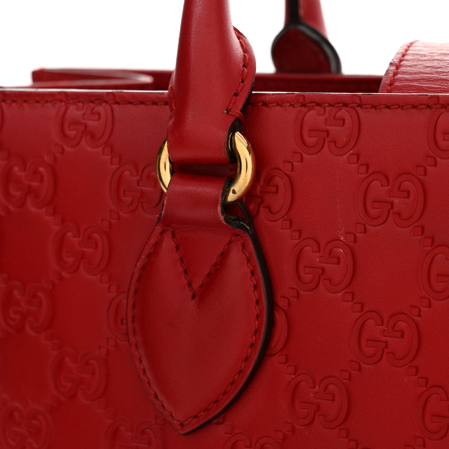 Gucci Guccissima Signature Padlock Double Handle Bag Hibiscus Red 16 of 20