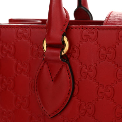 Gucci Guccissima Signature Padlock Double Handle Bag Hibiscus Red 16 of 20
