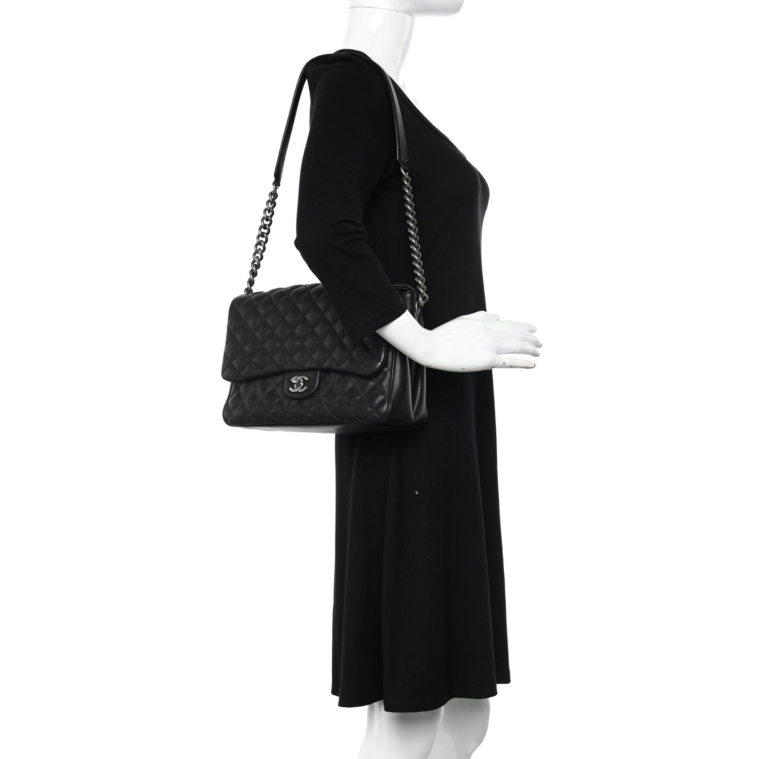Chanel Caviar Quilted Medium Rock In Rome Single Flap Black 2 of 12