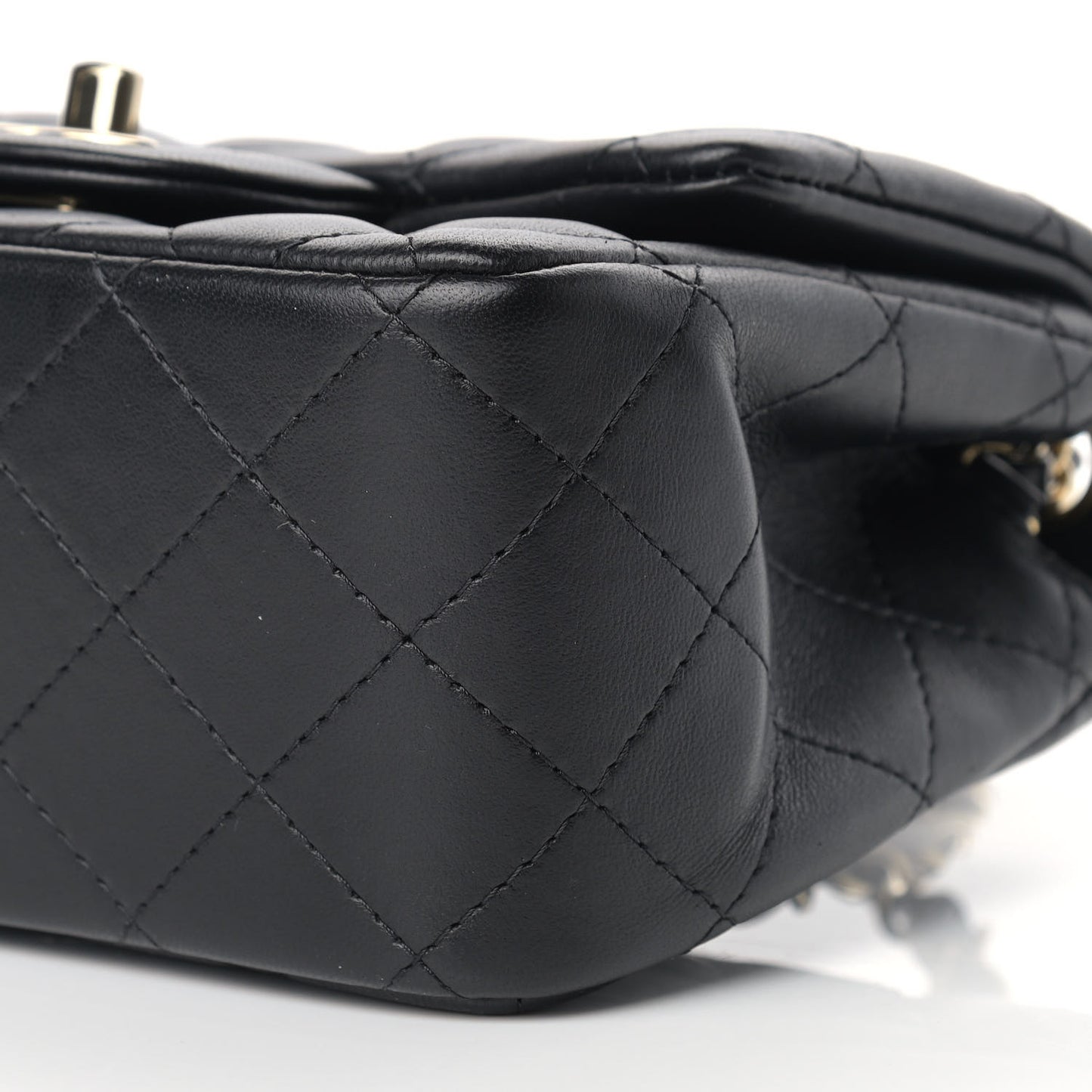 Lambskin Quilted Mini Square Flap Black