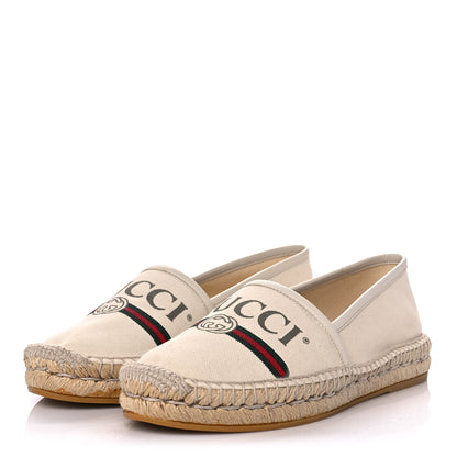 Gucci Canvas Logo Espadrilles 37 Greggio White 3 of 12