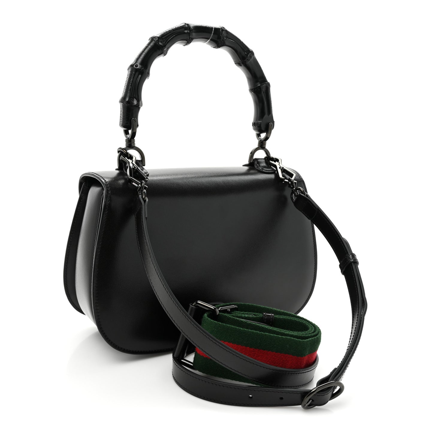 Boarded Dyana Lux Calfskin Web Monochrome Medium Bamboo 1947 Top Handle Bag Black
