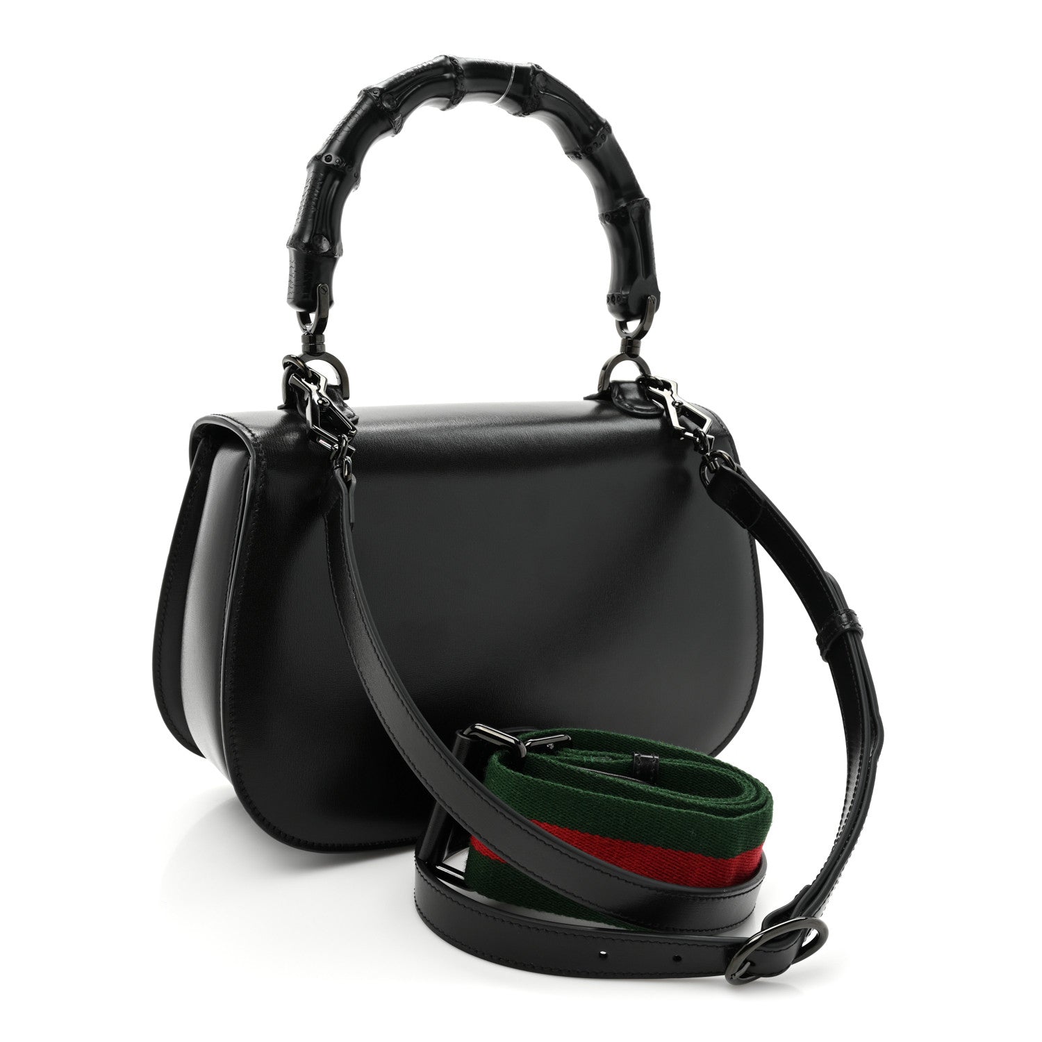 Gucci Boarded Dyana Lux Calfskin Web Monochrome Medium Bamboo 1947 Top Handle Bag Black 4 of 11
