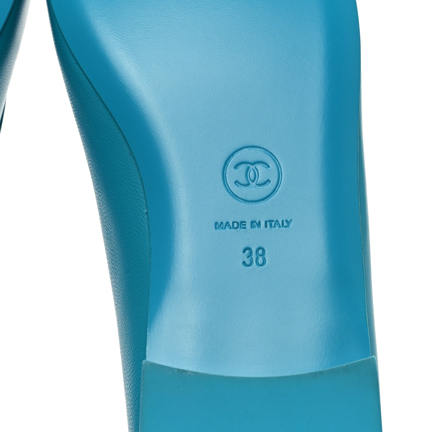 Chanel Lambskin Patent Calfskin Cap Toe Ankle Chain Ballerina Flats 38 Turquoise 17 of 18