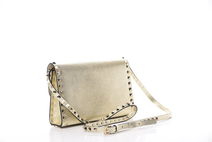 Valentino Garavani Metallic Pebbled Calfskin Medium Rockstud Flip Lock Crossbody Bag Platino 3 of 9