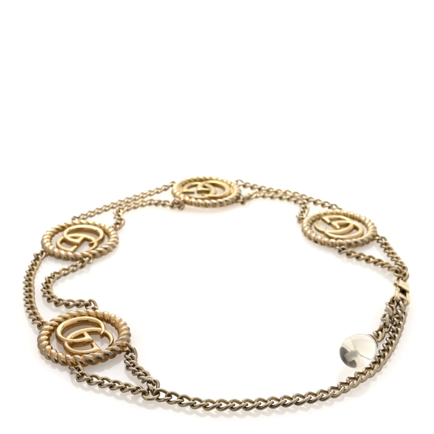 Gucci Metal Chain Crystal Torchon Double G Belt Gold 2 of 3