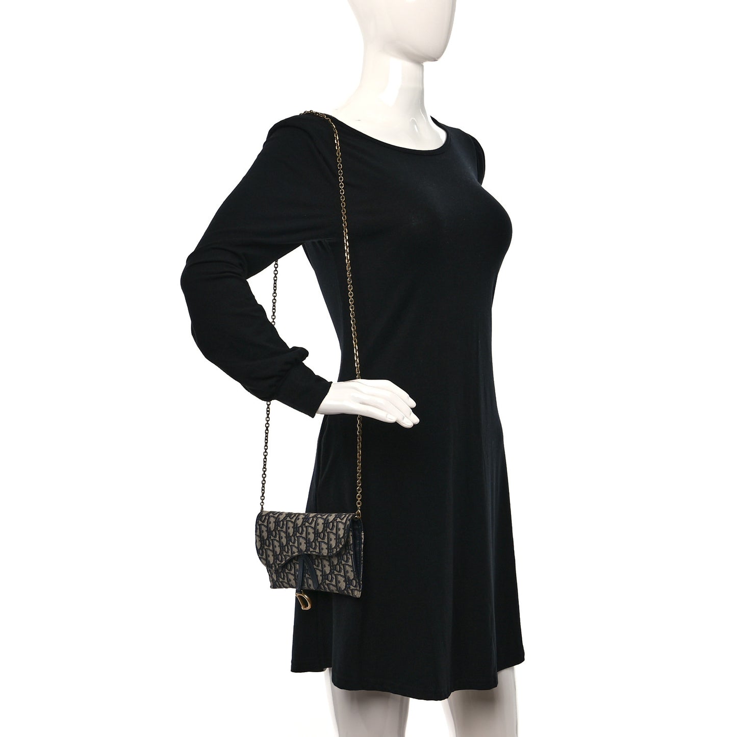 Oblique Saddle Chain Wallet Blue