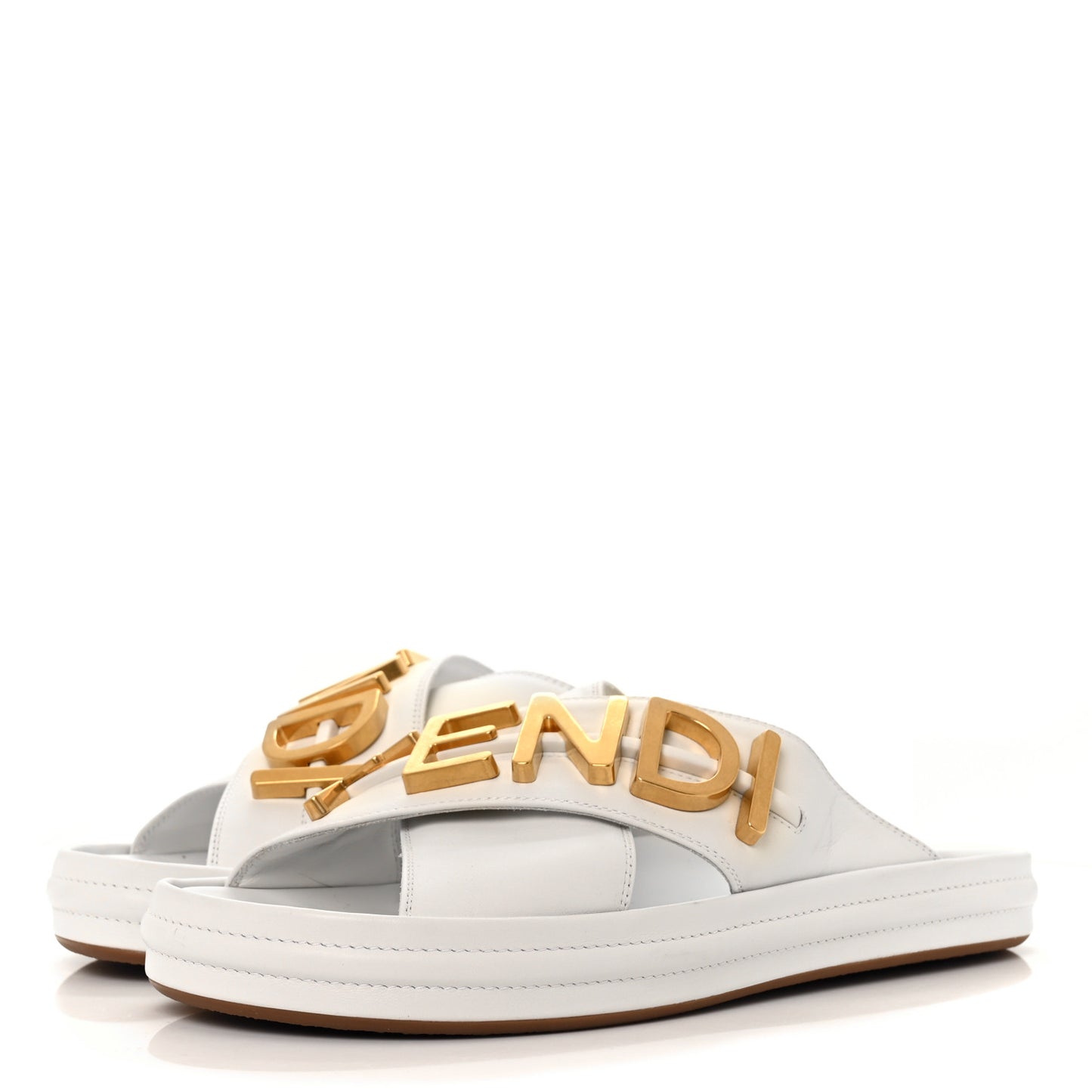Vitello Womens Fendigraphy Slide Sandals 41 White Ice