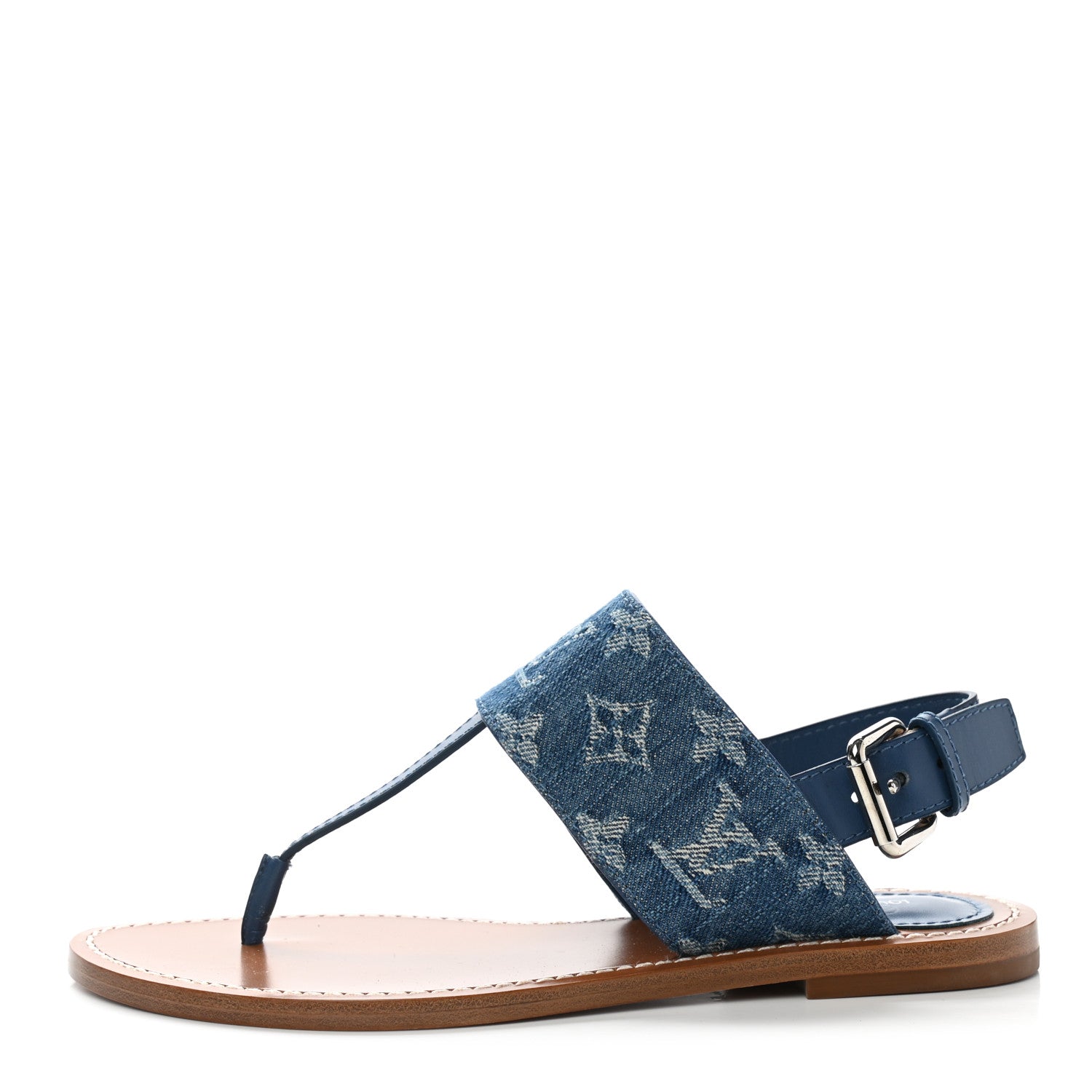 Louis Vuitton Monogram Denim Starboard Flat Thong Sandal 35 Blue 1 of 9
