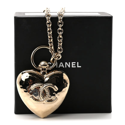 Chanel Metal CC Heart Locket Necklace Gold 7 of 7