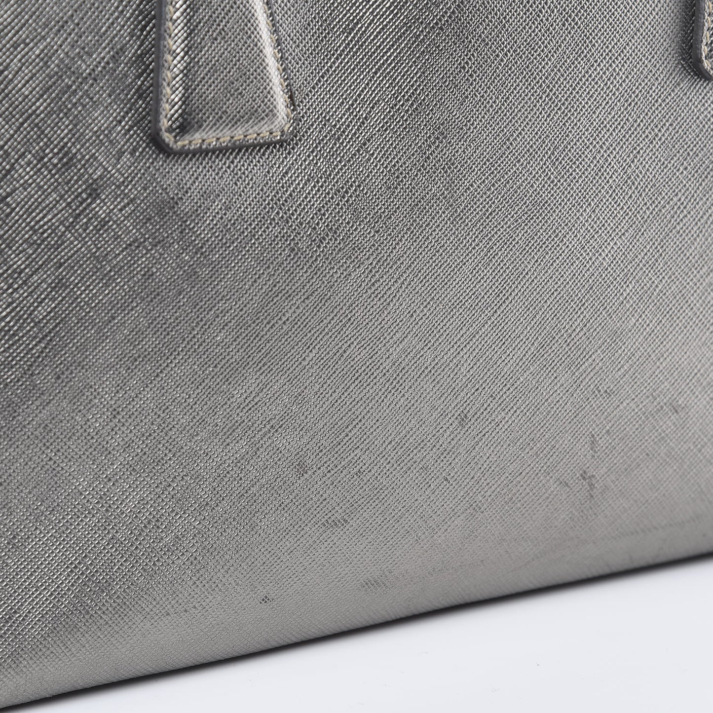 Metallic Saffiano Lux Bowler Silver