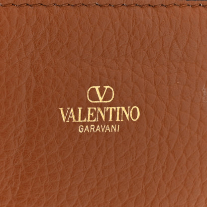 Valentino Garavani Raffia Grained Calfskin Medium Rockstud Vlogo Tote Naturale 8 of 15