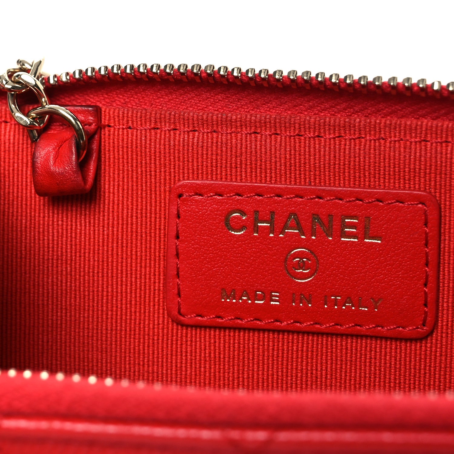 Chanel Caviar Quilted Zipped Key Holder Case Red 9 of 11