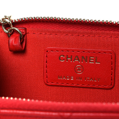 Chanel Caviar Quilted Zipped Key Holder Case Red 9 of 11