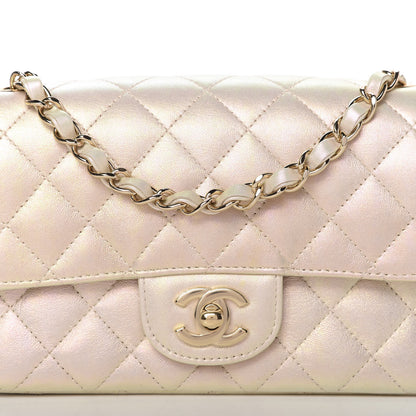 Chanel Iridescent Calfskin Quilted Mini Rectangular Flap Ivory 10 of 11