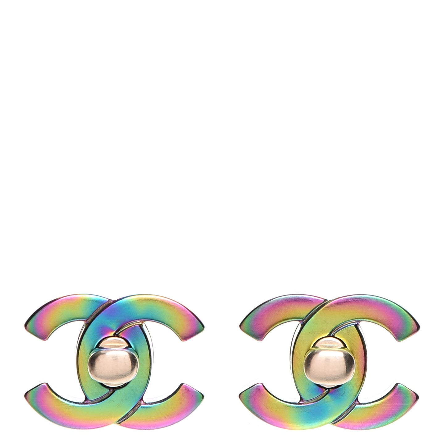Metal CC Turnlock Interchangeable Earrings Gold