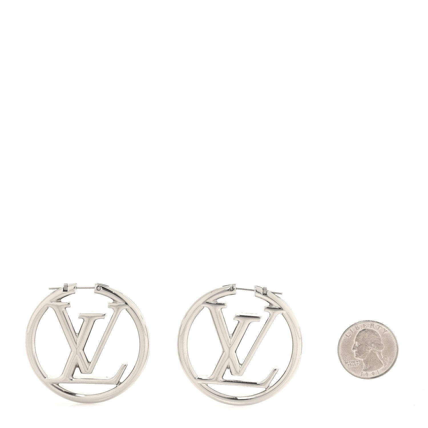 Louis Vuitton Palladium Louise Hoop Earrings Silver 2 of 5