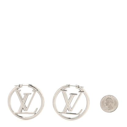 Louis Vuitton Palladium Louise Hoop Earrings Silver 2 of 5
