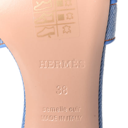 Hermes Denim Oasis Sandals 38 Bleu Clair 8 of 10
