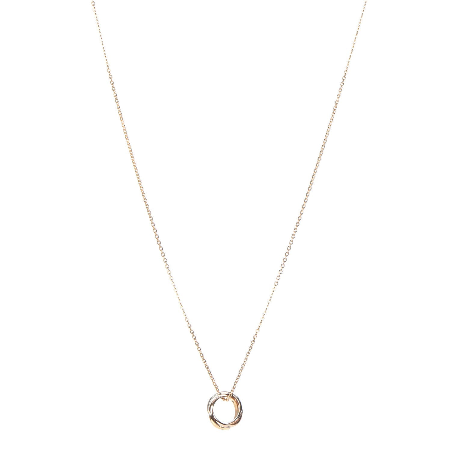 Cartier 18K Pink Yellow White Gold 15 Diamond Trinity Pendant Necklace 1 of 7