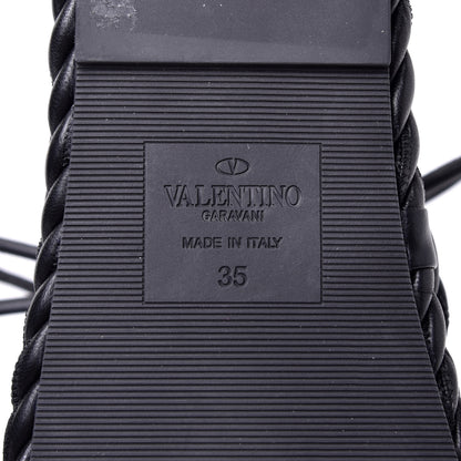 Valentino Garavani Nappa Crisscross Rope Ankle Strap Sandals 35 Black 6 of 7