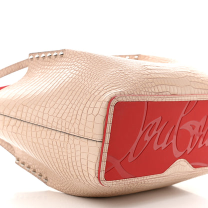 Christian Louboutin Crocodile Embossed Calfskin Spiked Small Cabarock Shopper Tote Leche 8 of 10