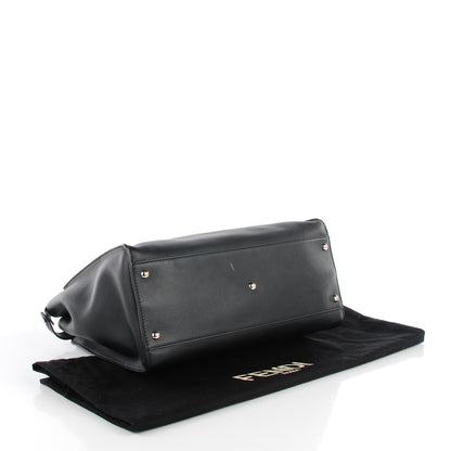 Fendi Vitello Dolce Shiny Nappa Large Peekaboo Iconic Satchel Black Camelia 4 of 11