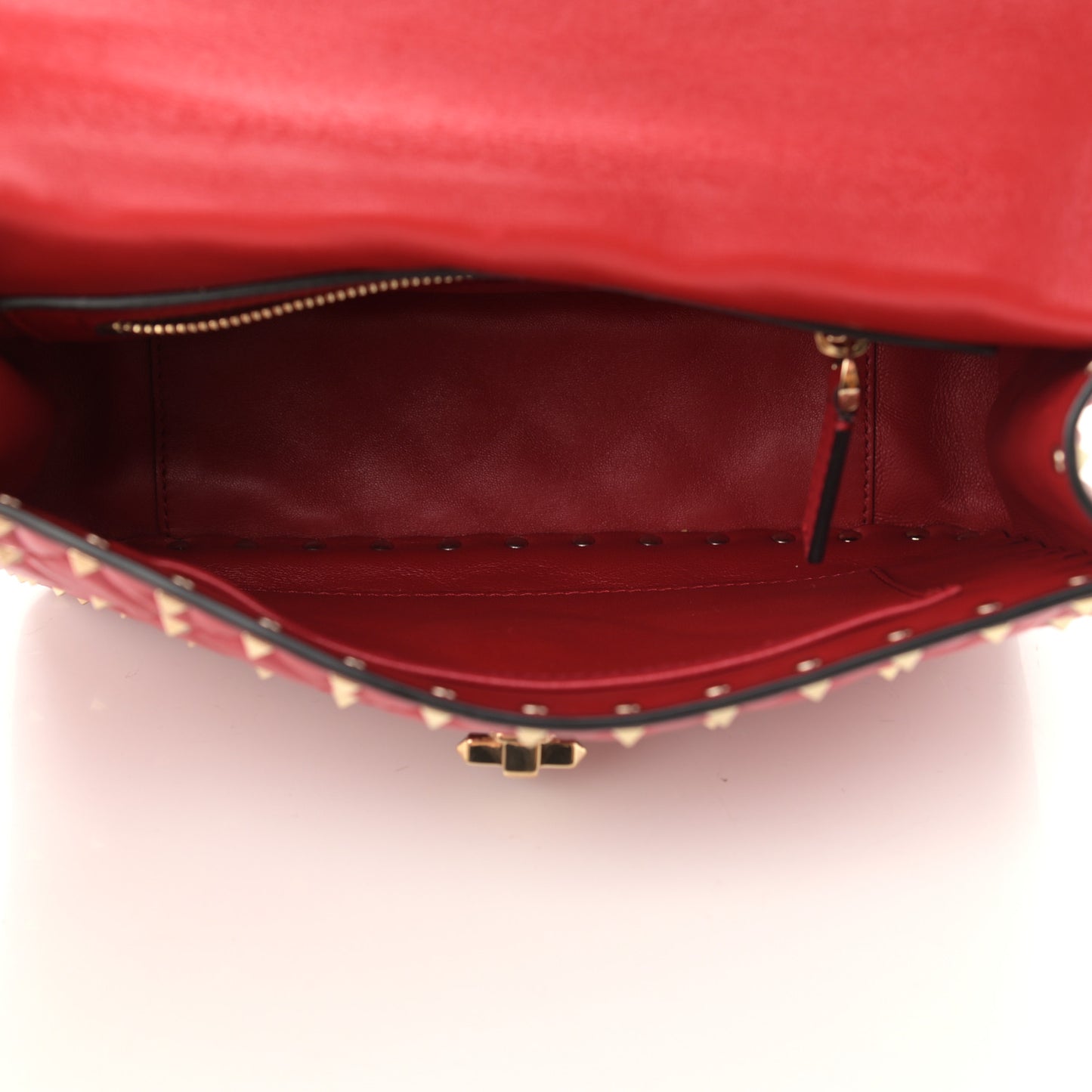 Nappa Medium Rockstud Spike Shoulder Bag Rosso Valentino