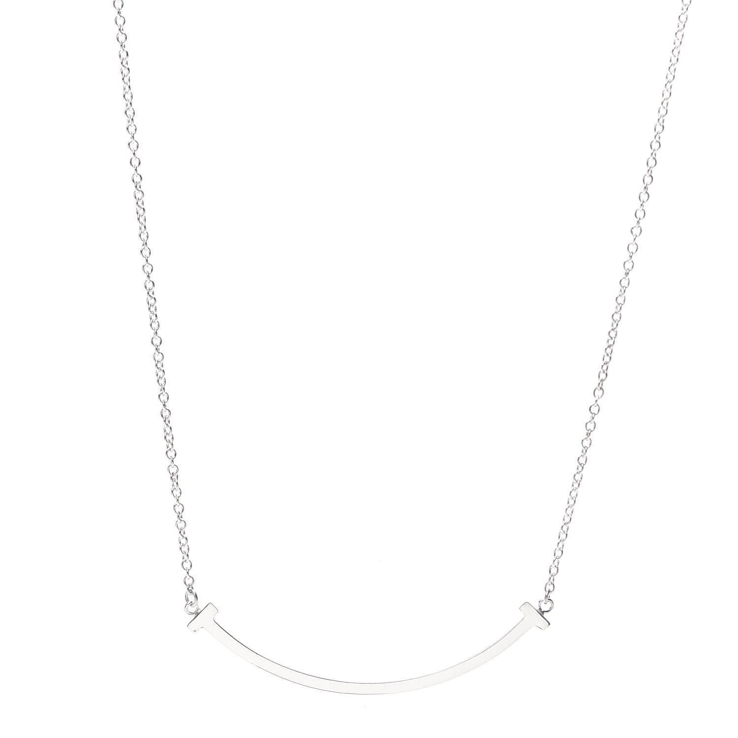 Tiffany Sterling Silver Small T Smile Pendant Necklace 1 of 5