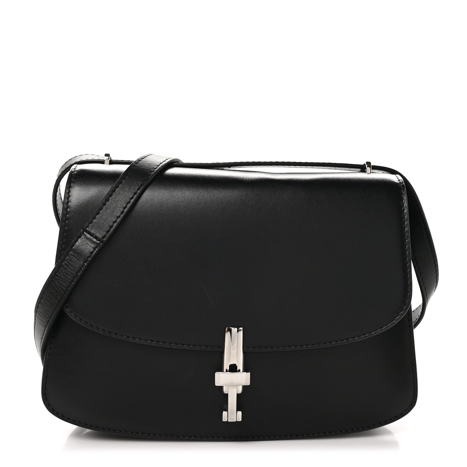 The Row Polished Saddle Calfskin Sofia 8.75 Shoulder Bag Black 1 of 9