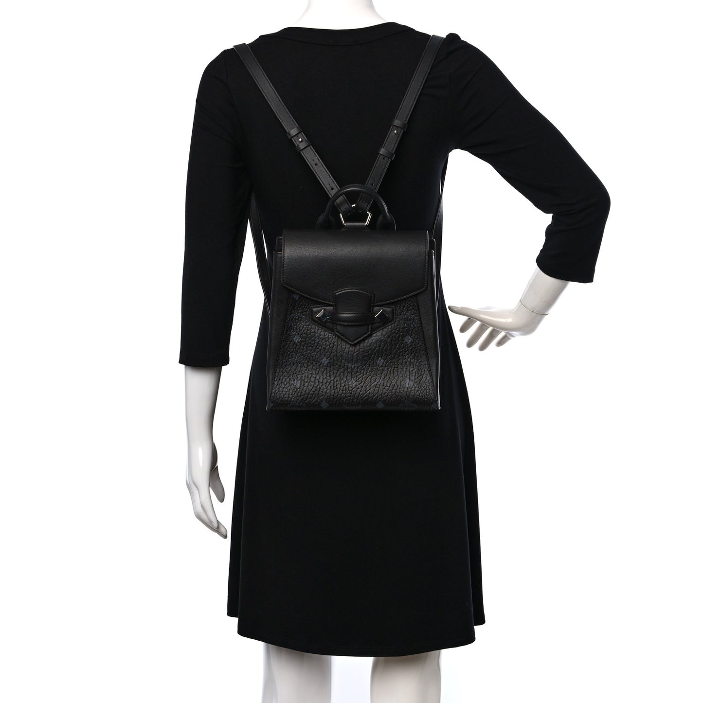 Calfskin Ottoman Essential Visetos Small Backpack Black